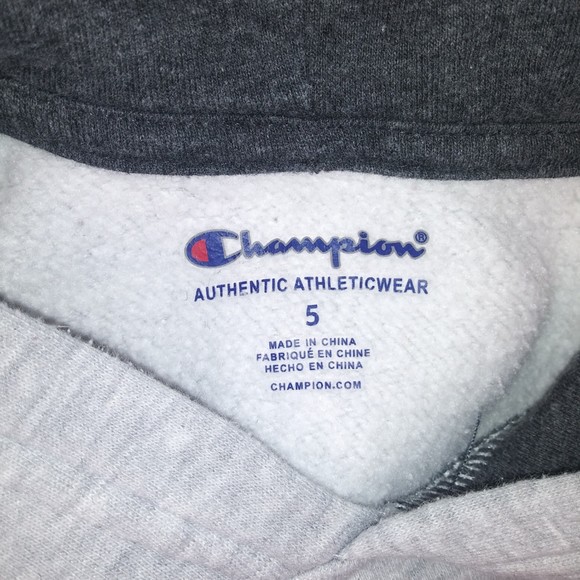 Champion Gray Champion Logo Pull-over Hooded Sweater - Size 5 Youth - EUC - Picture 5 of 5
